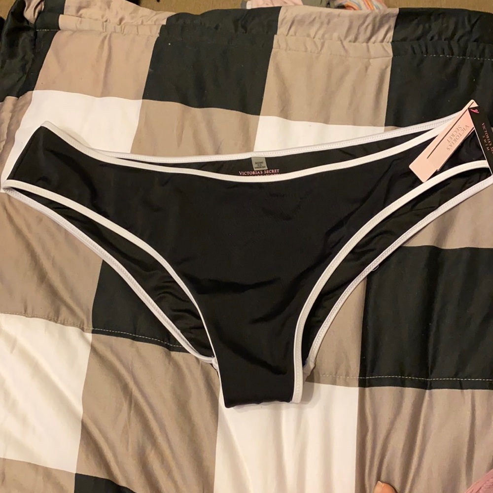 Victoria’s Secret Black with white trim cheeky bikini bottoms
